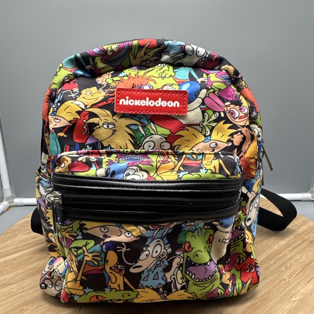 mini backpack all-over print 90s Nickelodeon cartoon characters